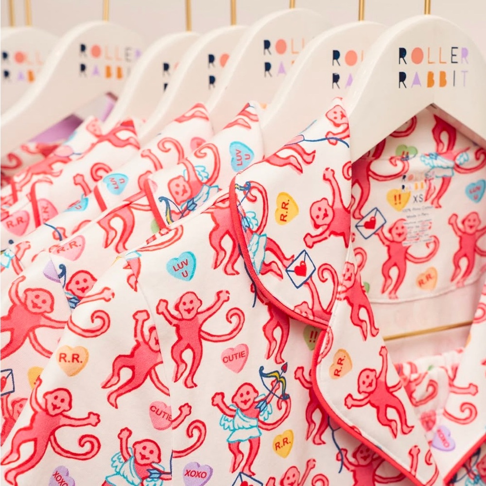Roller Rabbit Be My Monkey Valentine’s Day Pajama Set (2024 Limited Edition)